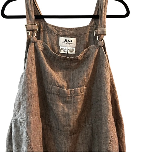 VINTAGE FLAX by Jeanne Engelhart Linen Bib Overalls Suspenders Jumpsuit Sz L - Picture 2 of 7
